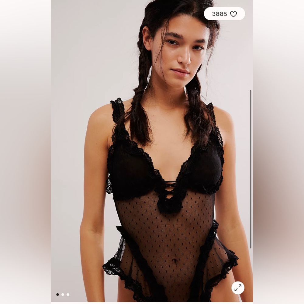 FREE PEOPLE HEART TO HEART BODYSUIT BLACK